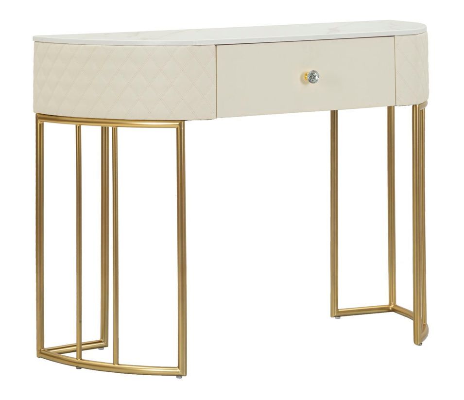 Console similicuir matelassé doré design Sharon - Photo n°1