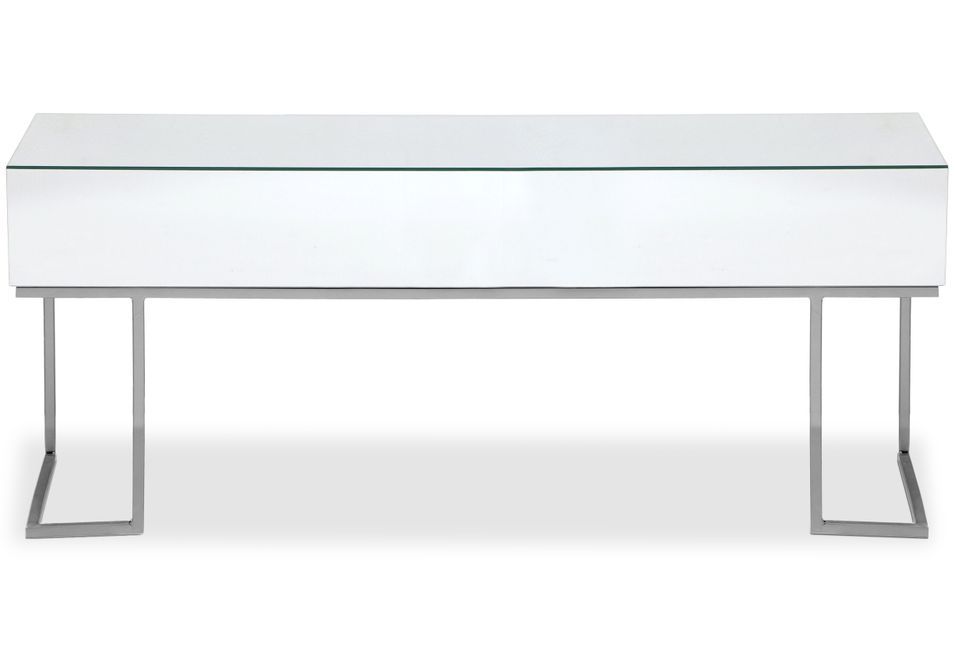 Console verre effet miroir et pieds métal argenté Narso 119 cm - Photo n°1