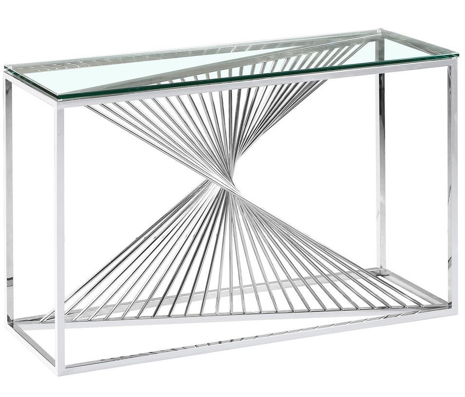 Console verre transparent et pieds métal argenté Britanny - Photo n°1
