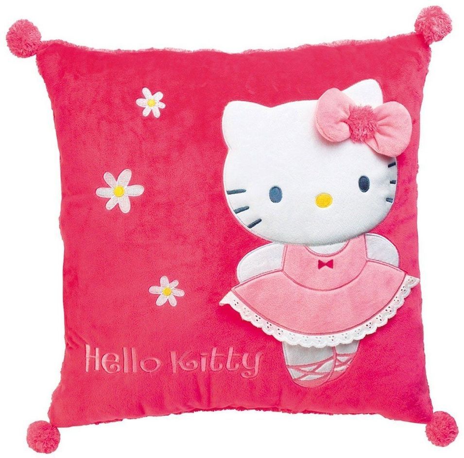 Coussin carré brodé Hello Kitty Ballerine 2 - Photo n°1