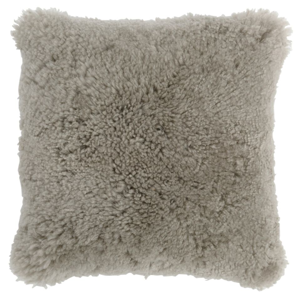 Coussin carré peau de mouton gris clair Clary 40 x 40 cm - Photo n°1