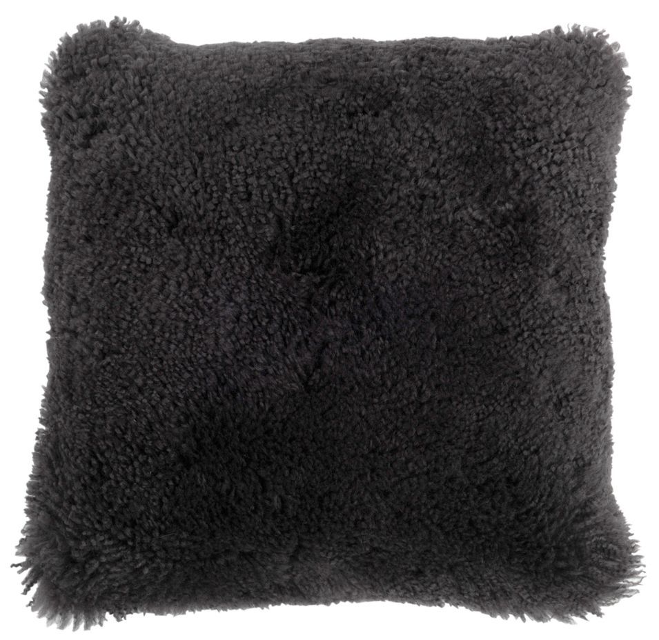 Coussin carré peau de mouton gris foncé Bina 40 x 40 cm - Photo n°1
