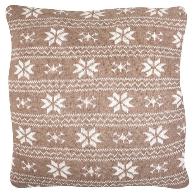 Coussin carré vintage coton et polyester marron Emmie - Photo n°1