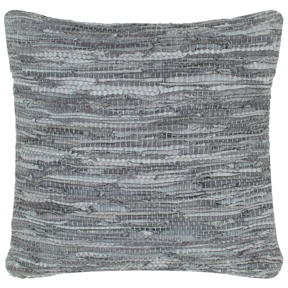 Coussin chindi Gris 60x60 cm Cuir et coton - Photo n°1