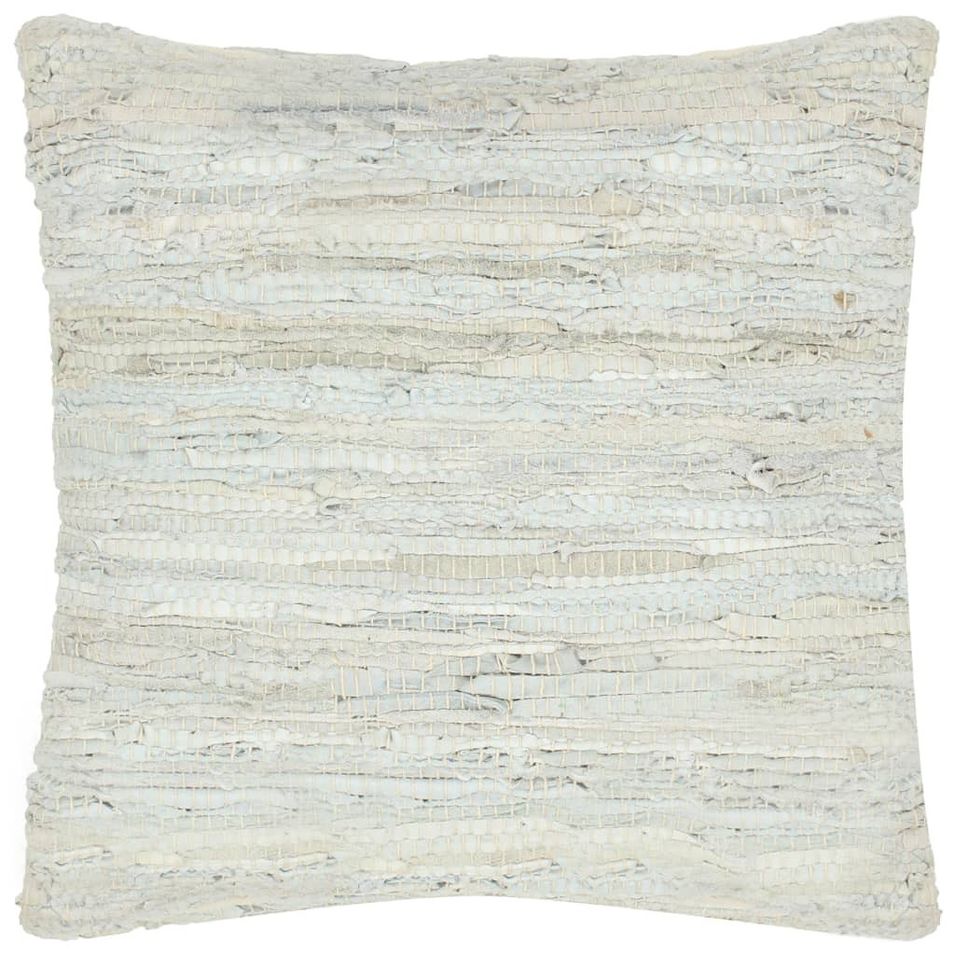 Coussin chindi Gris clair 60x60 cm Cuir et coton - Photo n°1