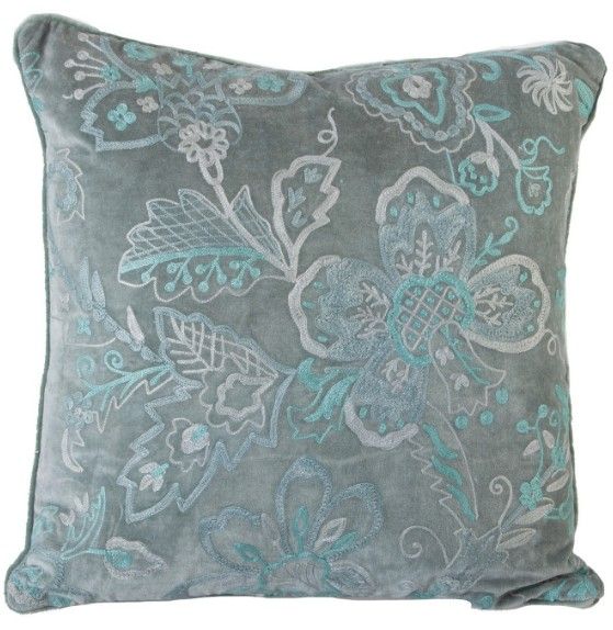 Coussin coton et polyester vert Angela - Photo n°1