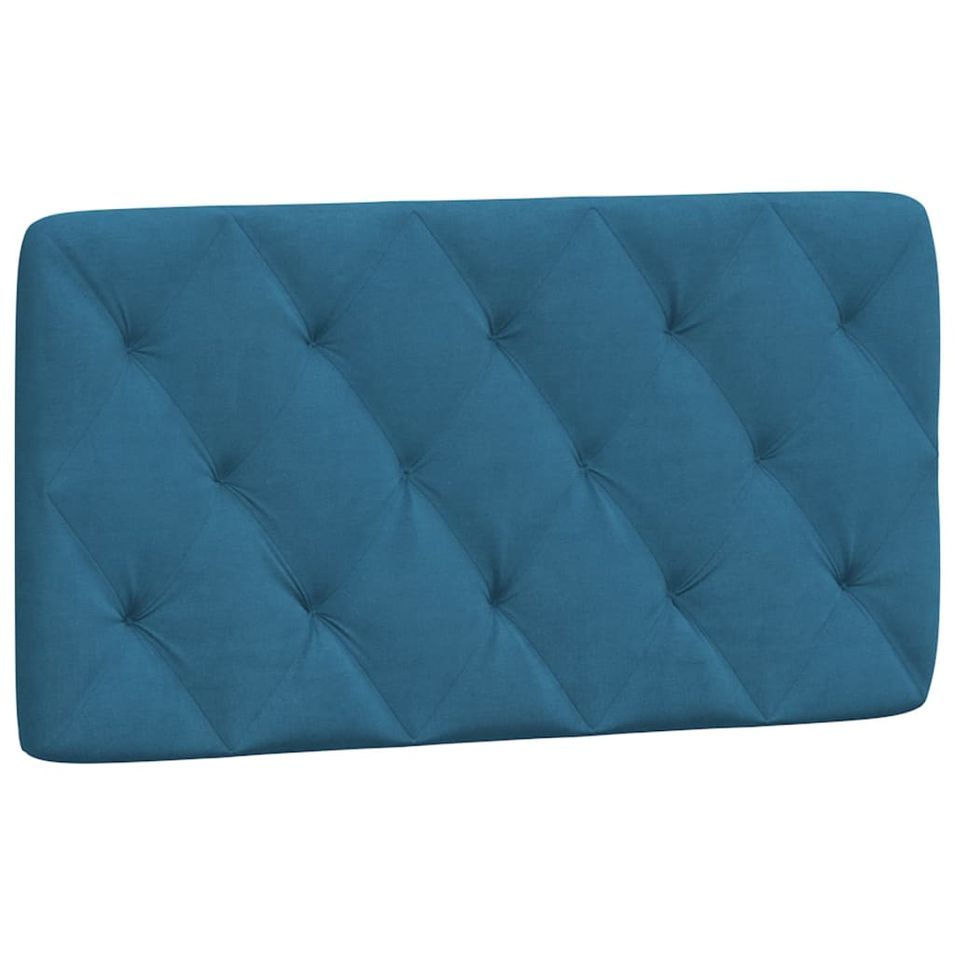 Coussin de tête de lit bleu 100 cm velours - Photo n°1