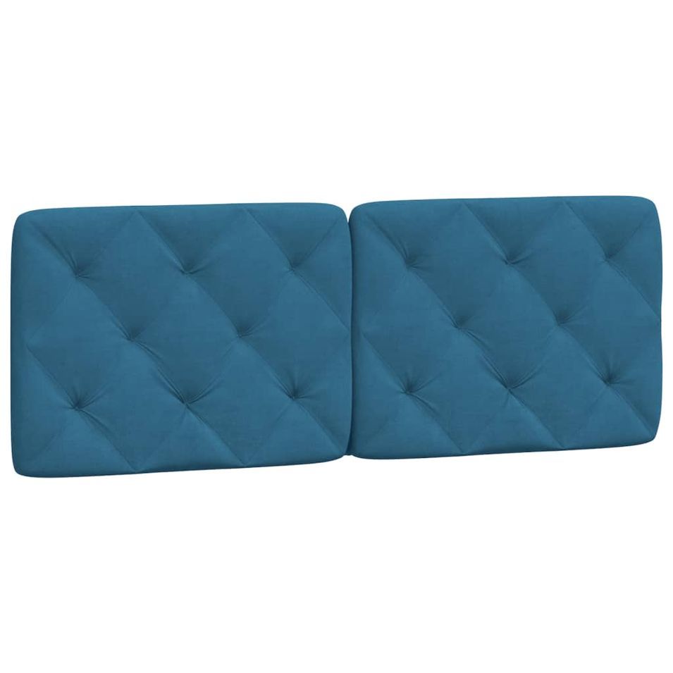 Coussin de tête de lit bleu 120 cm velours - Photo n°1