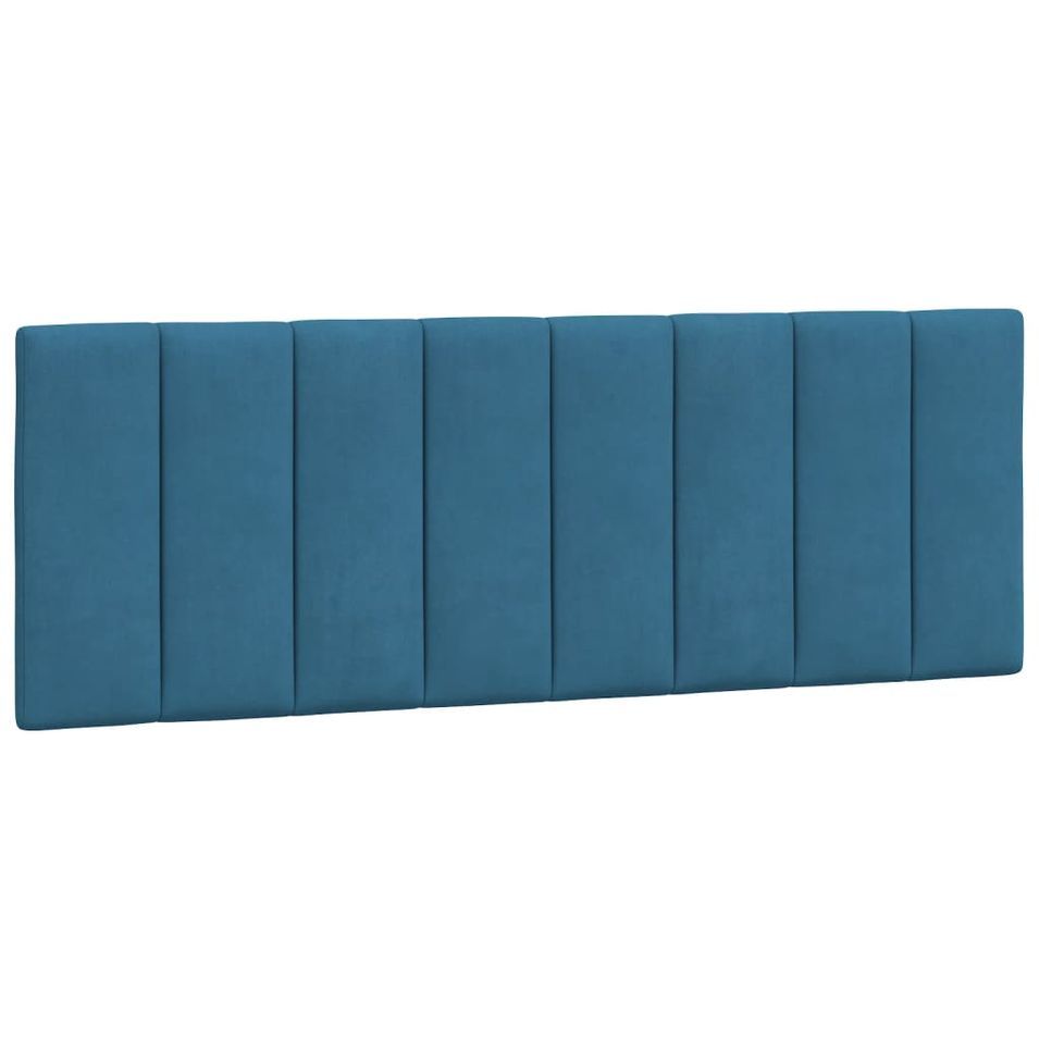 Coussin de tête de lit bleu 140 cm velours - Photo n°1