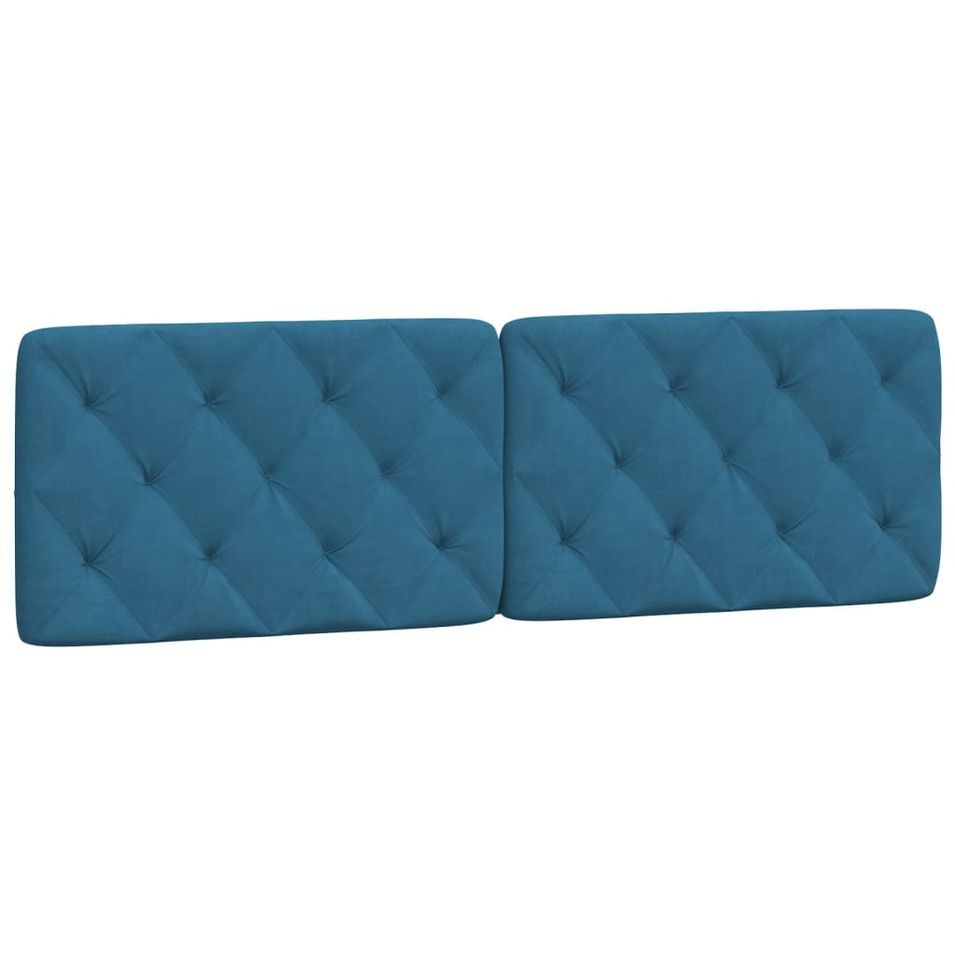 Coussin de tête de lit bleu 160 cm velours - Photo n°1