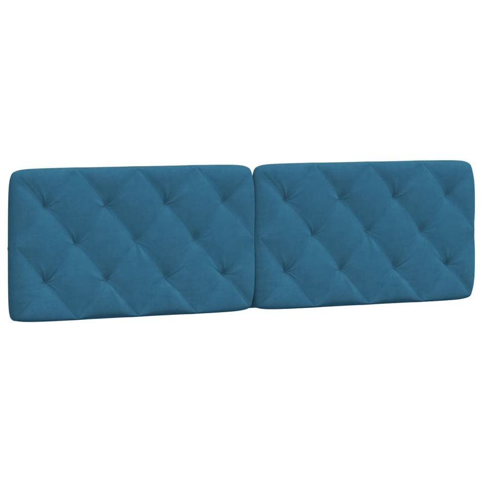 Coussin de tête de lit bleu 180 cm velours - Photo n°1