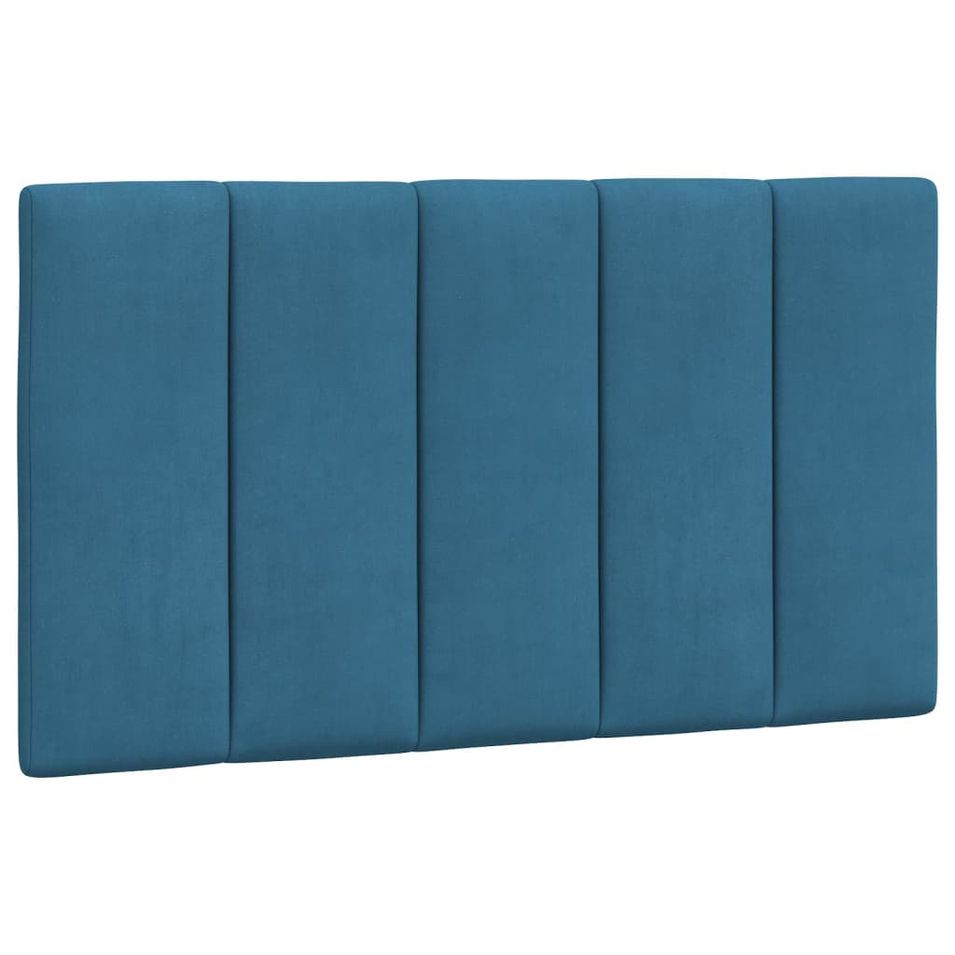 Coussin de tête de lit bleu 90 cm velours - Photo n°1