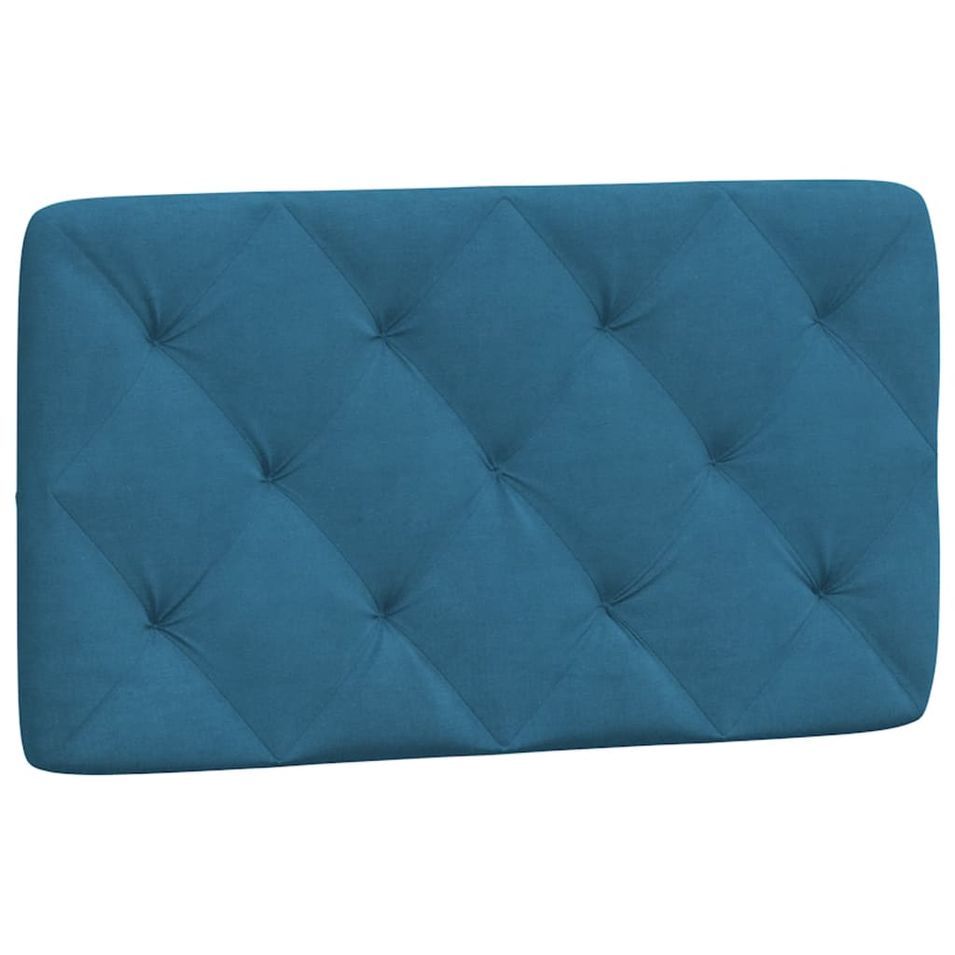 Coussin de tête de lit bleu 90 cm velours - Photo n°1
