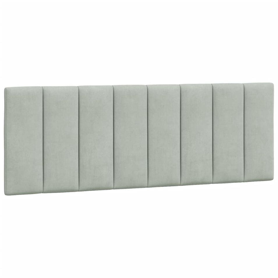Coussin de tête de lit gris clair 120 cm velours - Photo n°1