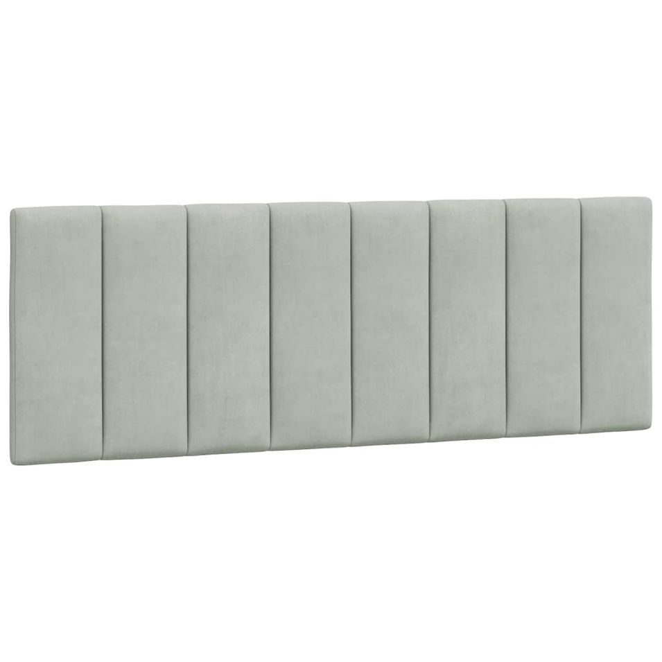 Coussin de tête de lit gris clair 140 cm velours - Photo n°1