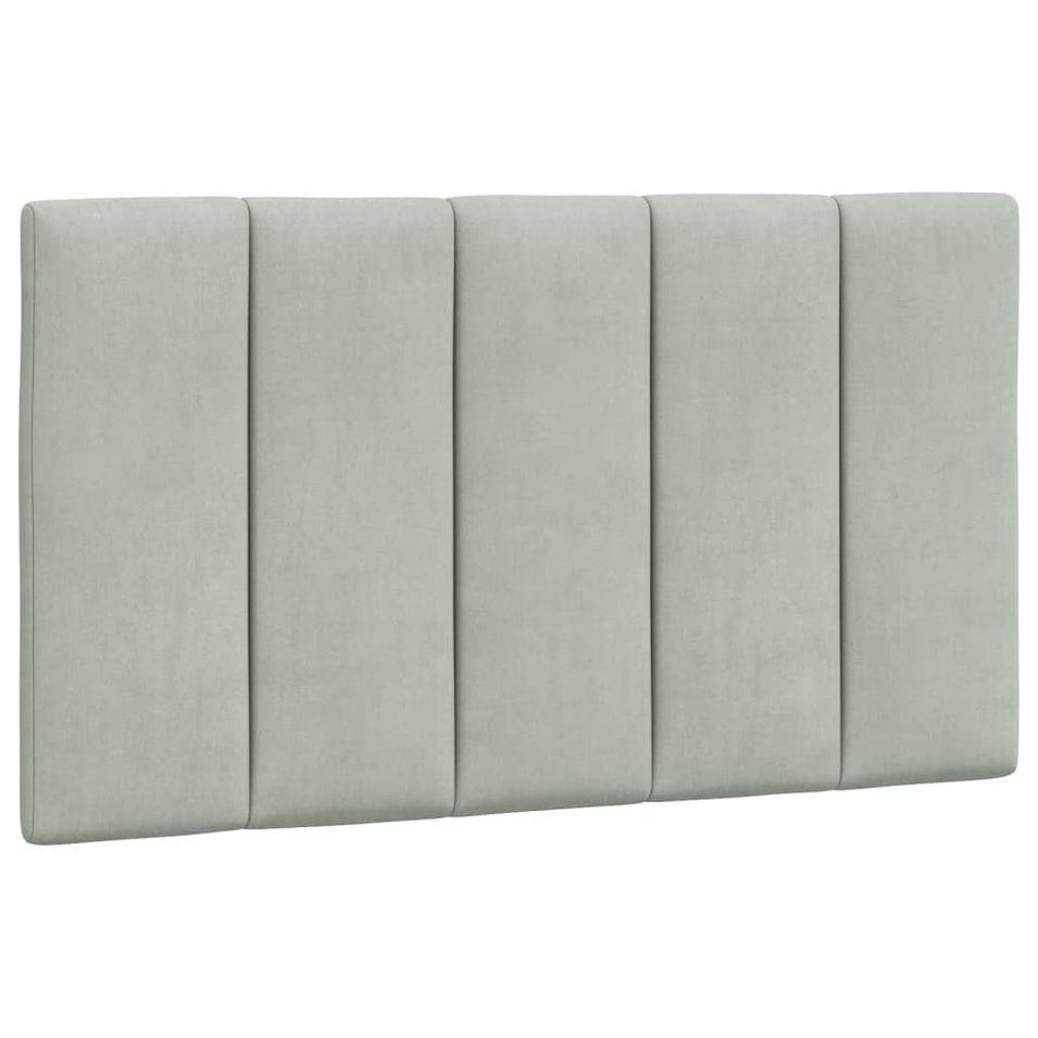 Coussin de tête de lit gris clair 80 cm velours - Photo n°1