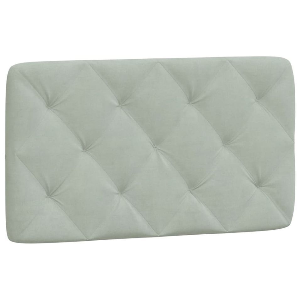 Coussin de tête de lit gris clair 80 cm velours - Photo n°1