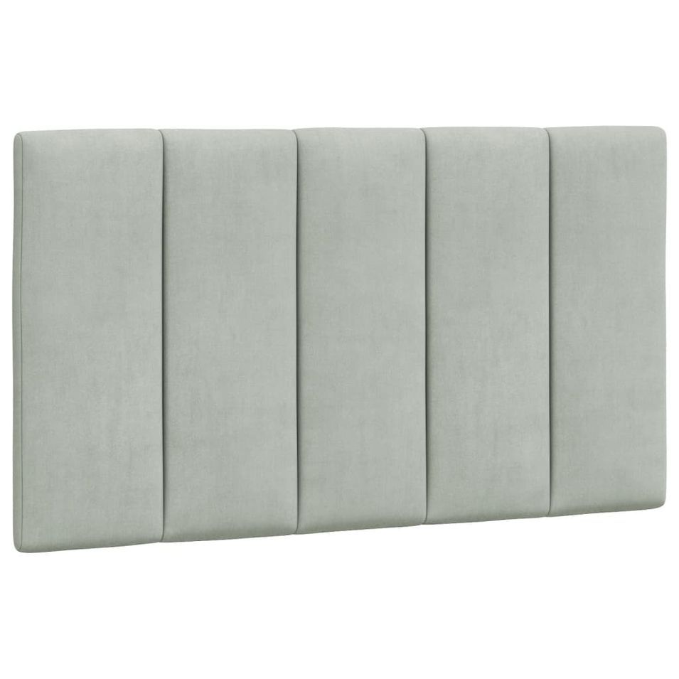 Coussin de tête de lit gris clair 90 cm velours - Photo n°1