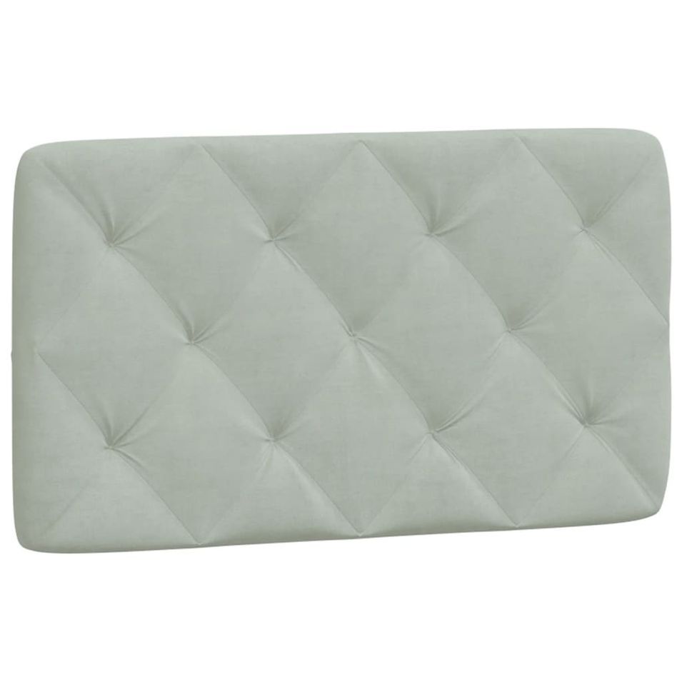 Coussin de tête de lit gris clair 90 cm velours - Photo n°1
