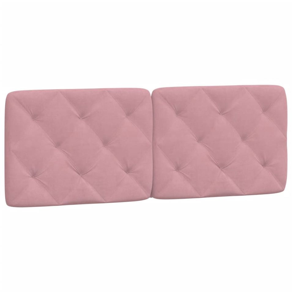 Coussin de tête de lit rose 140 cm velours - Photo n°1