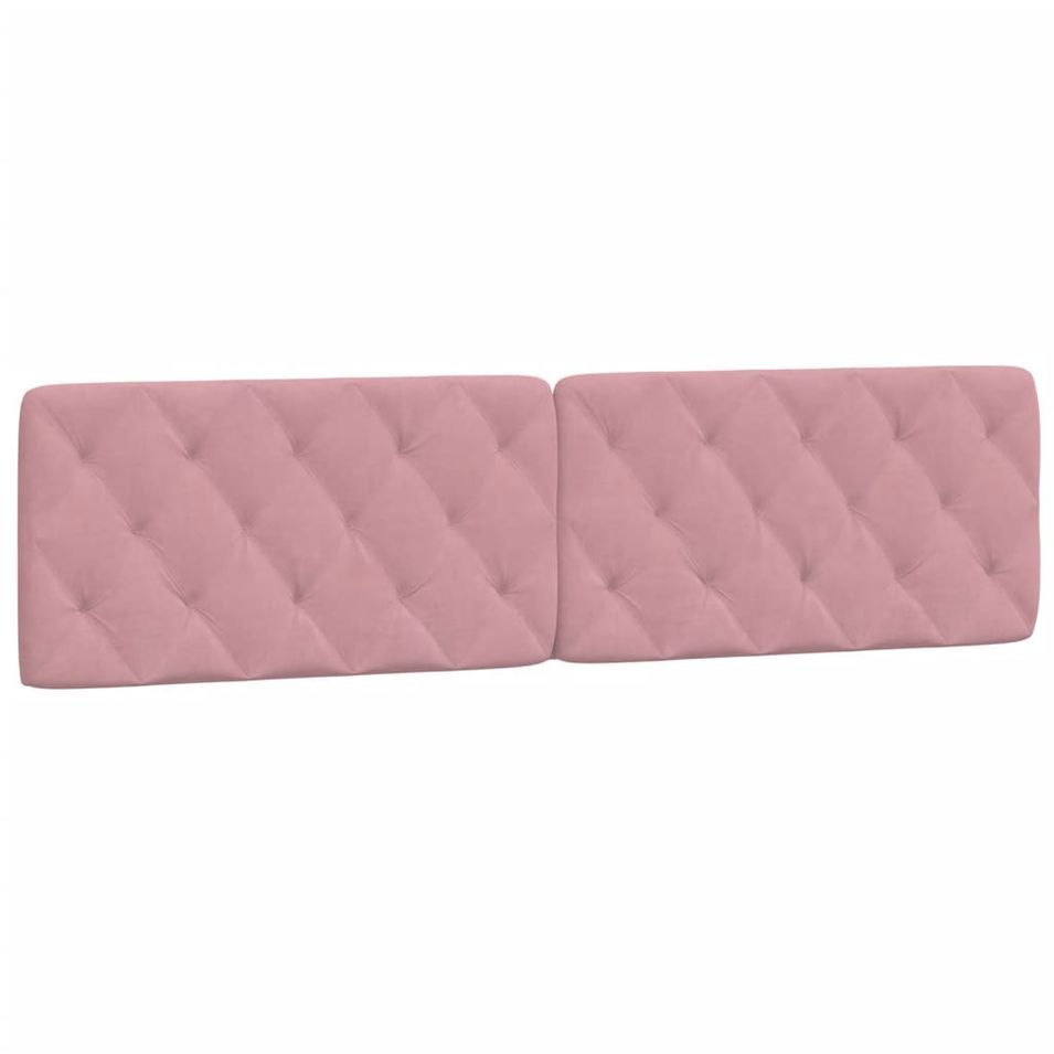 Coussin de tête de lit rose 200 cm velours - Photo n°1