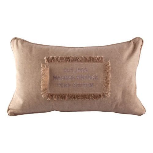 Coussin rectangulaire vintage coton et polyester taupe Ramy - Photo n°1