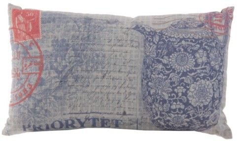 Coussin shabby chic coton et polyester imprimé Rocky - Photo n°1