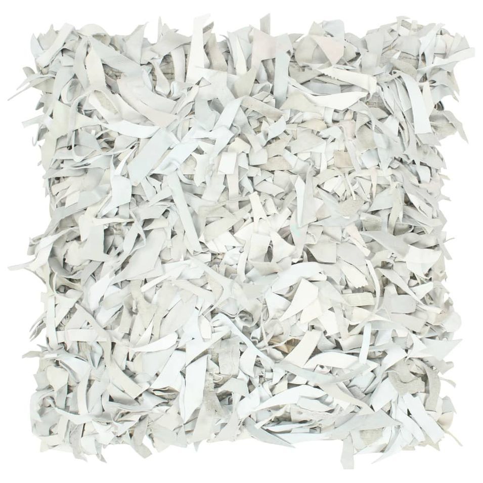 Coussin shaggy Gris clair 60x60 cm Cuir et coton - Photo n°1