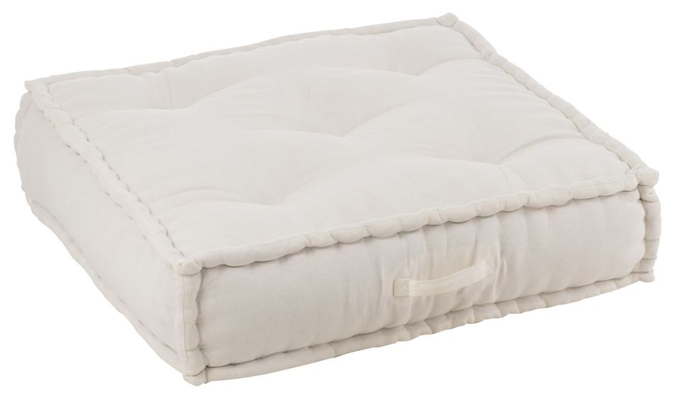 Coussin siège plat coton blanc Cicile 80 x 80 x 20 cm - Photo n°1