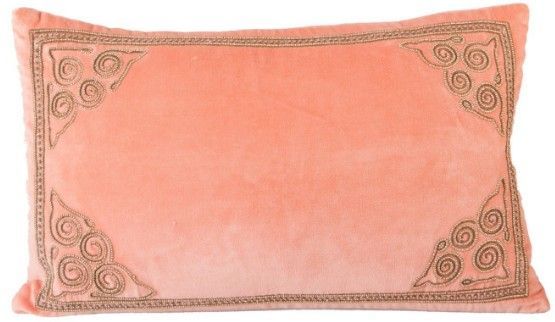 Coussin velours et polyester orange Ingride - Photo n°1