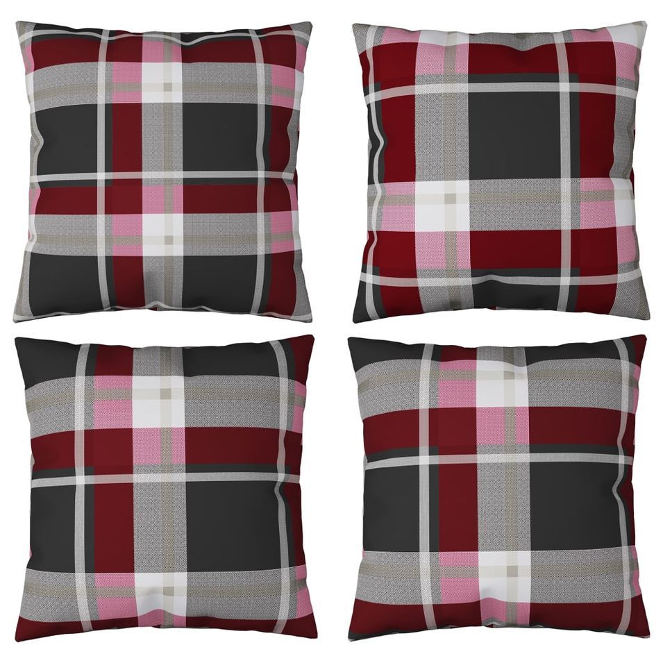 Coussins décoratifs 4 pcs Carreaux rouges 40x40 cm Tissu - Photo n°1