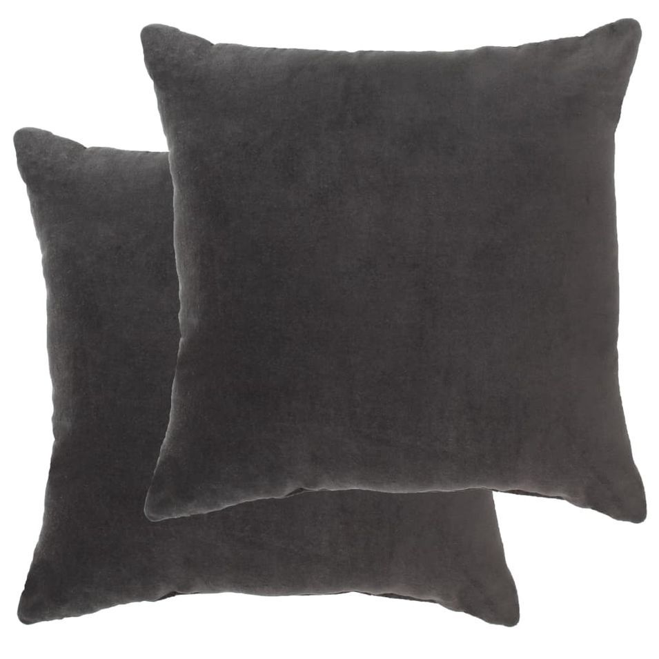 Coussins en velours de coton 2 pcs 45 x 45 cm Anthracite - Photo n°1