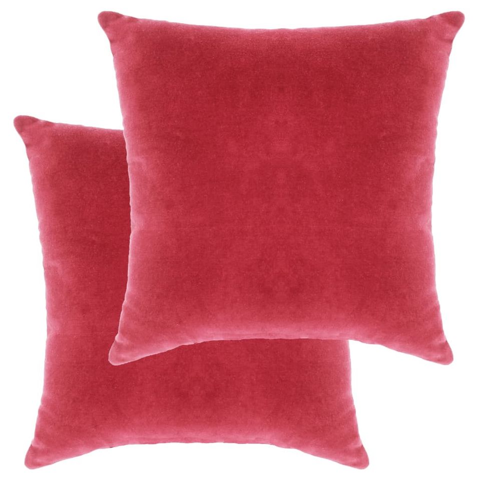 Coussins en velours de coton 2 pcs 45 x 45 cm Rose - Photo n°1