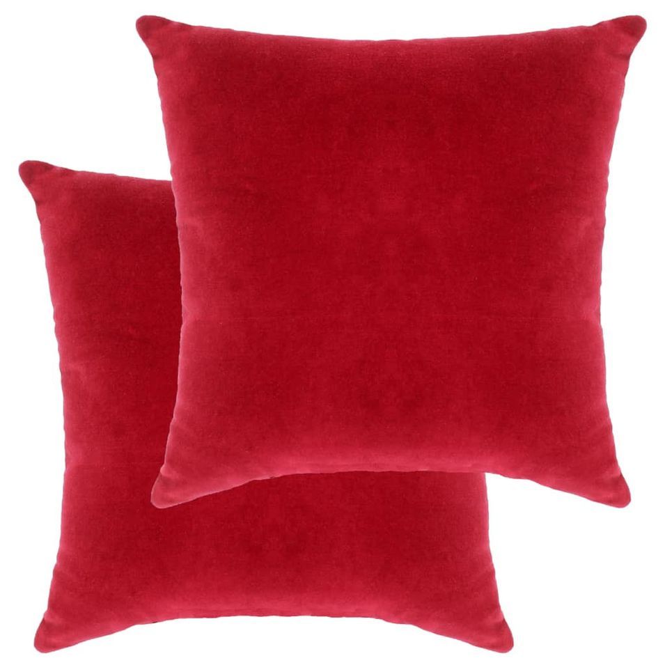 Coussins en velours de coton 2 pcs 45 x 45 cm Rouge - Photo n°1