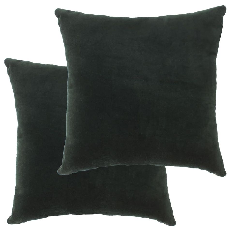 Coussins en velours de coton 2 pcs 45 x 45 cm Vert - Photo n°1