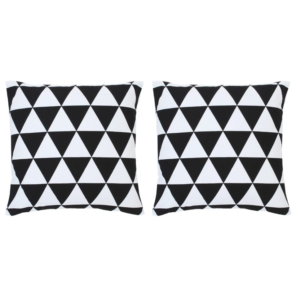 Coussins imprimés 2 pcs Noir et blanc 40x40 cm Coton 2 - Photo n°1
