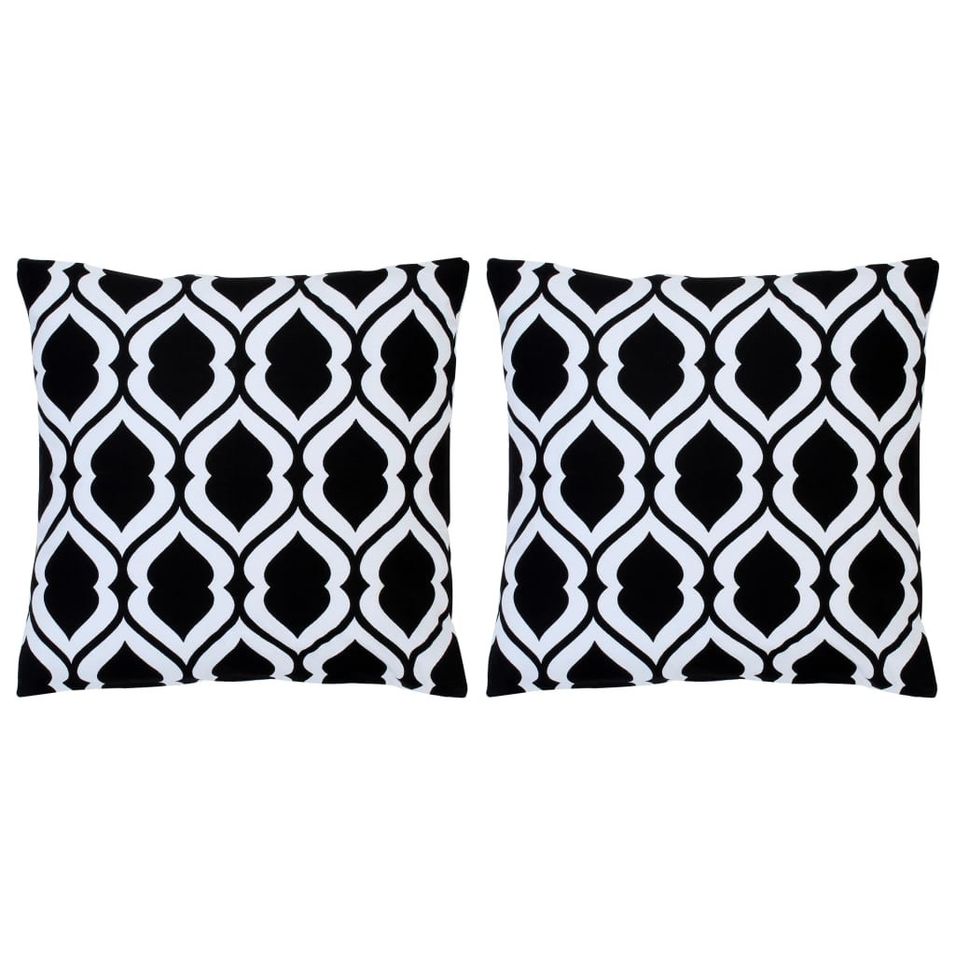 Coussins imprimés 2 pcs Noir et blanc 40x40 cm Coton 4 - Photo n°1
