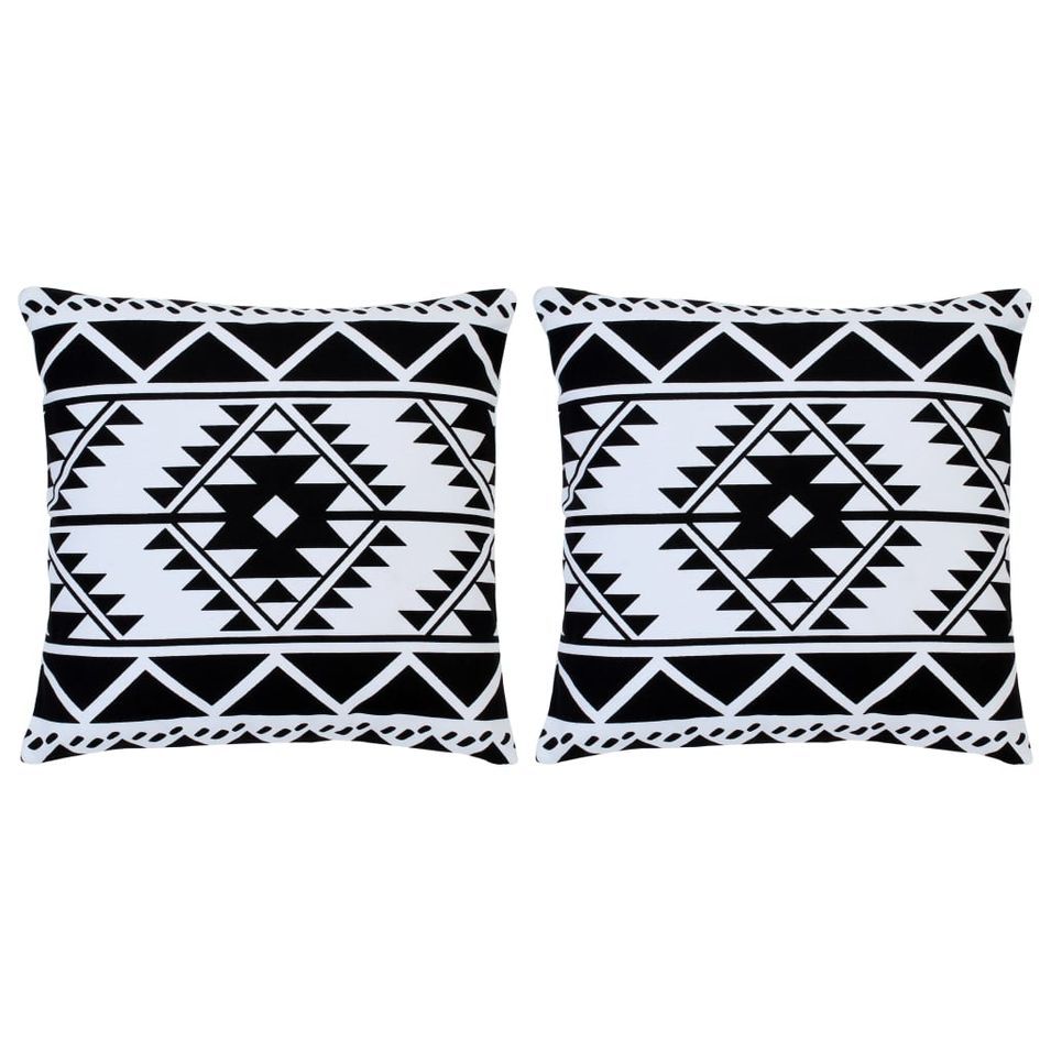 Coussins imprimés 2 pcs Noir et blanc 40x40 cm Coton - Photo n°1
