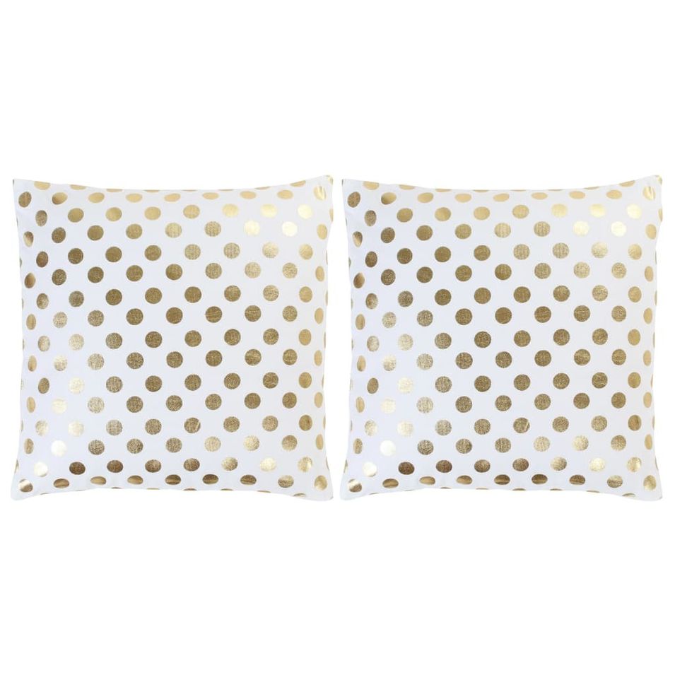Coussins imprimés à film 2 pcs Blanc et doré 40x40 cm Coton 3 - Photo n°1