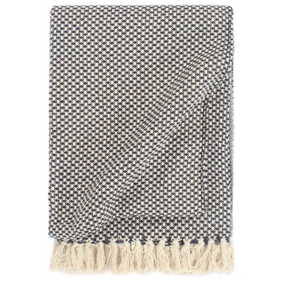 Couverture en coton 125 x 150 cm Bleu marine - Photo n°1