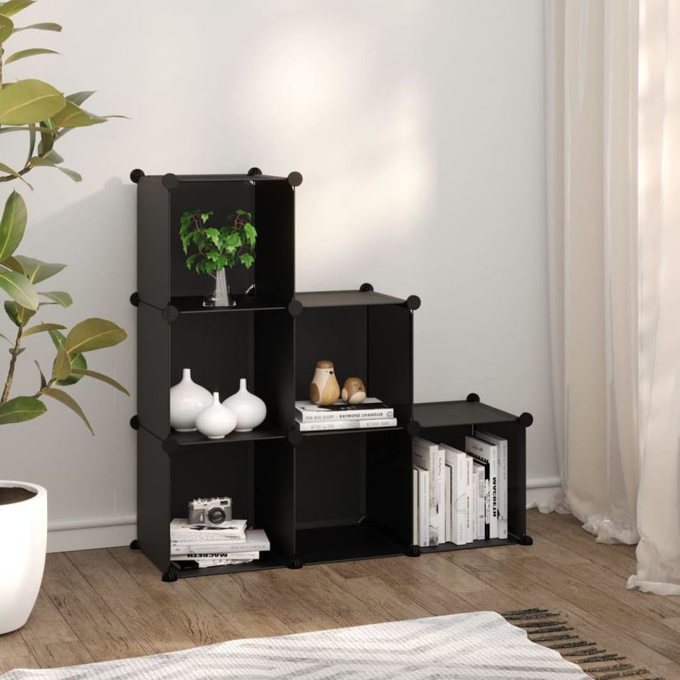 Cubes de rangement 6 pcs Noir PP - Photo n°1