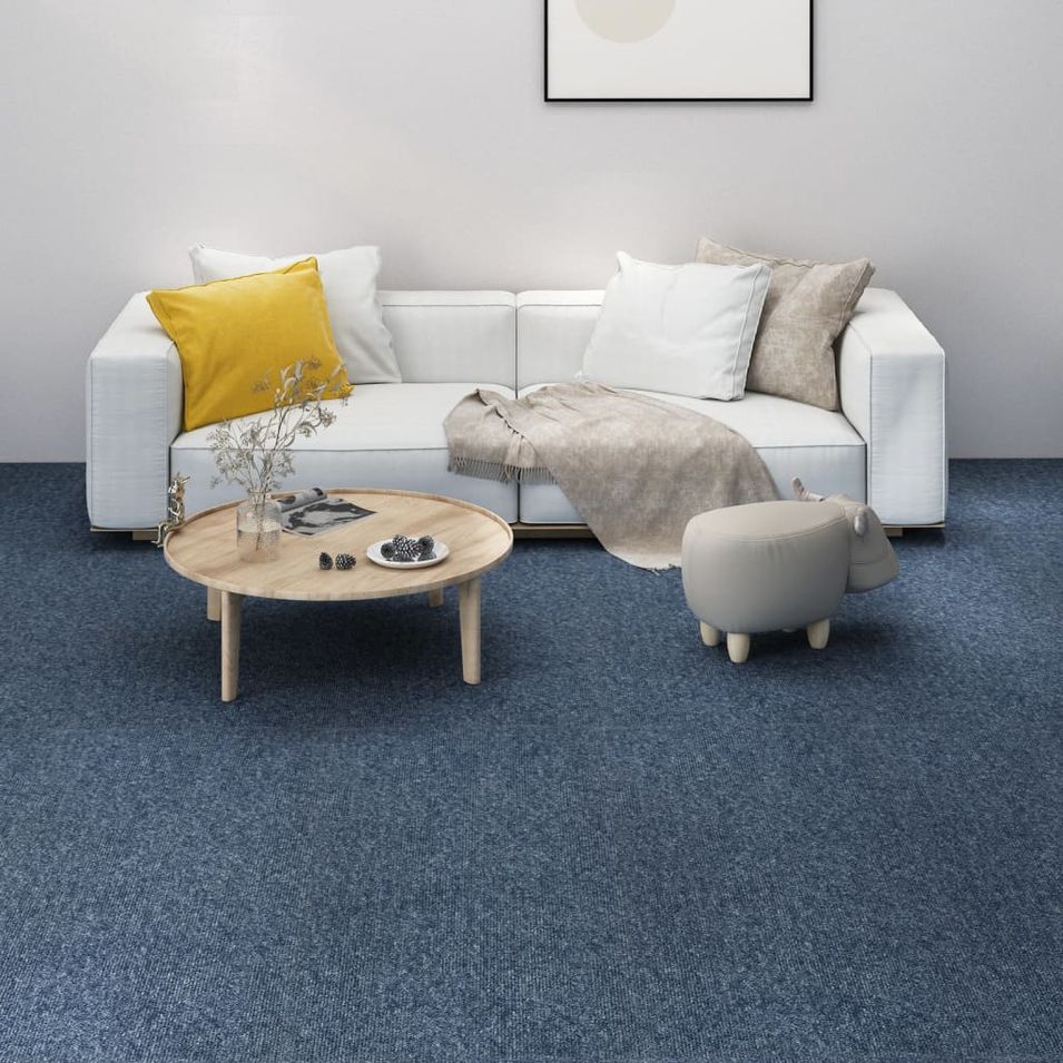 Dalles de tapis de sol 16 pcs 4 m² 25x100 cm Bleu - Photo n°1