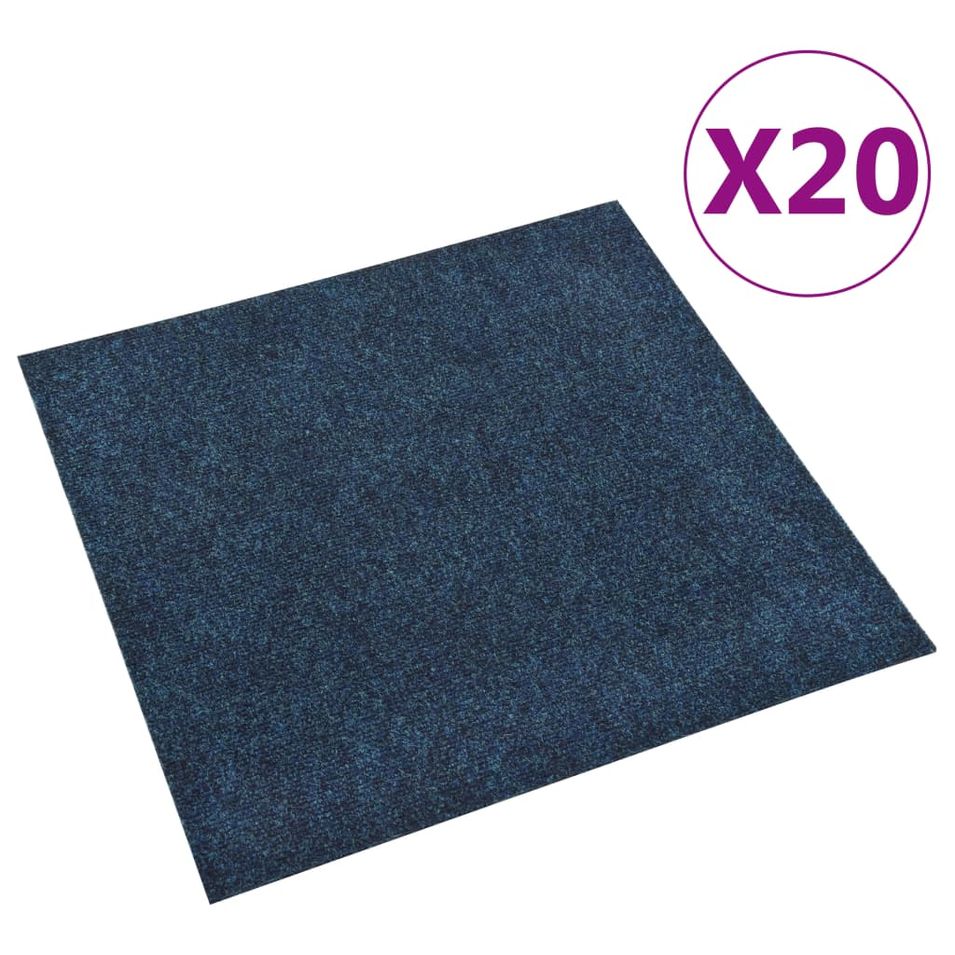 Dalles de tapis de sol 20 pcs 5 m² Bleu marine - Photo n°1