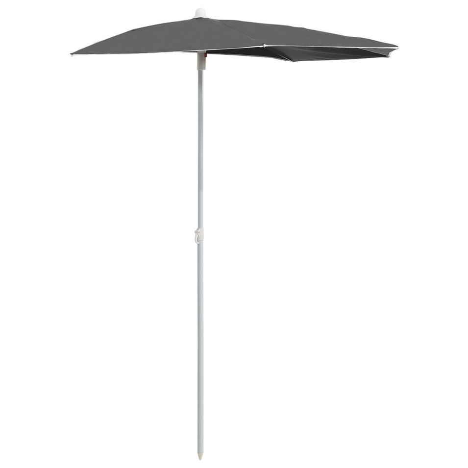 Demi-parasol de jardin avec mât 180x90 cm Anthracite - Photo n°1