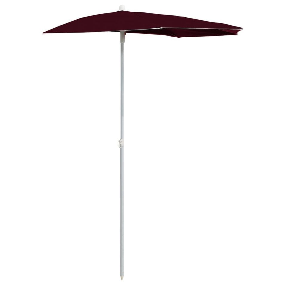 Demi-parasol de jardin avec mât 180x90 cm Rouge bordeaux - Photo n°1