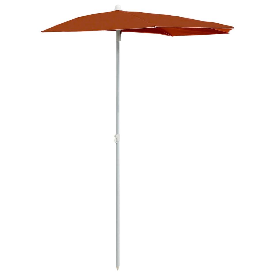 Demi-parasol de jardin avec mât 180x90 cm Terre cuite - Photo n°1