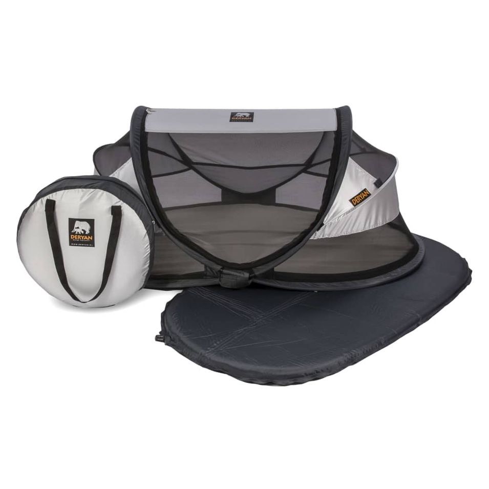 DERYAN Lit d'enfant de voyage avec moustiquaire Luxe Argenté - Photo n°1