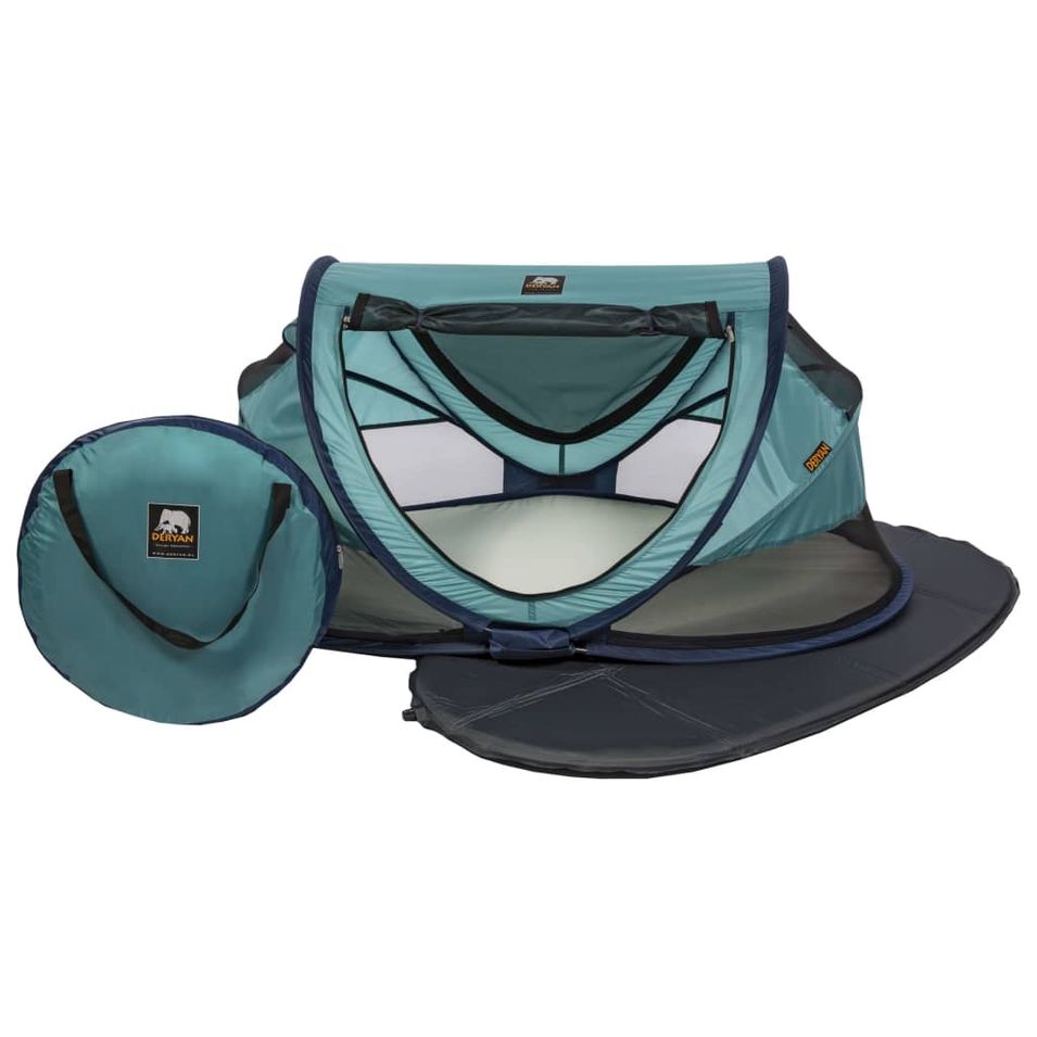 DERYAN Lit d'enfant de voyage avec moustiquaire Luxe Bleu marine - Photo n°1