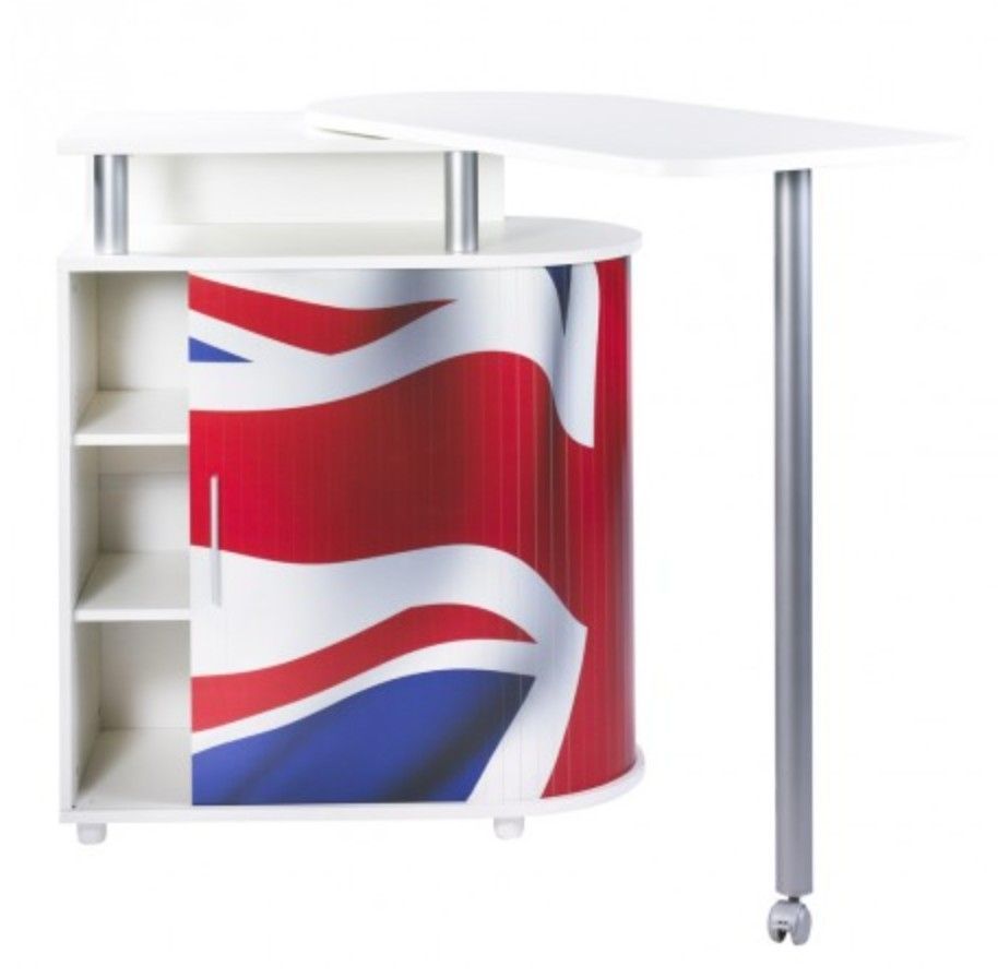 Desserte de cuisine avec table pivotante blanche décor drapeau Anglais Nantes - Photo n°1