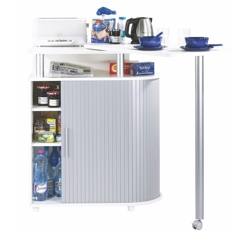 Desserte de cuisine avec table pivotante NATY – Meuble gain de place avec rangement - Photo n°1